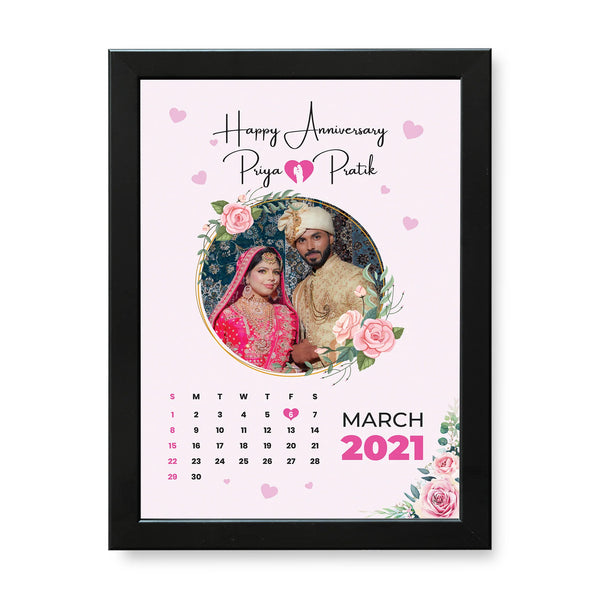 Happy Wedding Anniversary With Calendar Photo Frame (10x14 inch)