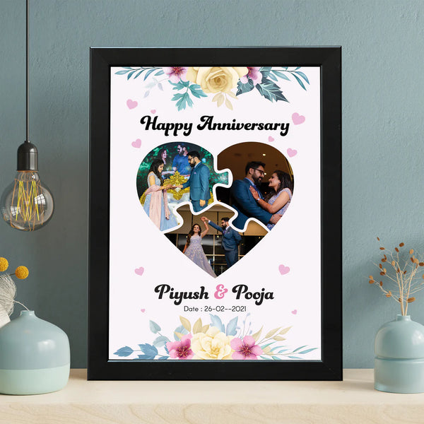 Puzzle Heart Shape Anniversary Photo Frame (10x14 inch)