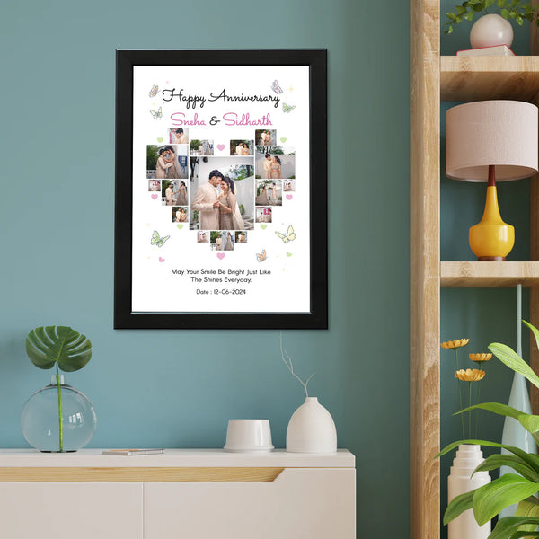 Heart shape Collage Anniversary Photo Frame (10x14 inch)