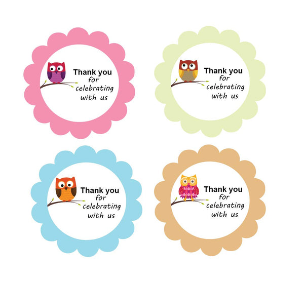 Thank You for Celebrating with Us  Round Stickers for Kids Party