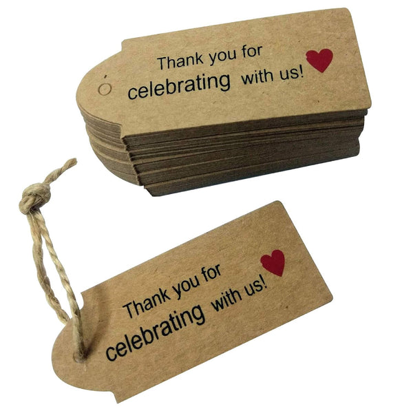 Thank You for Celebrating with Us Tags with Hanging Strings – 40 Pieces