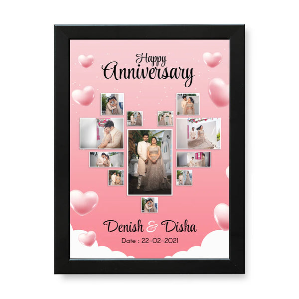 Love Them Heart Shape Collage Anniversary Photo Frame (10x14 inch)
