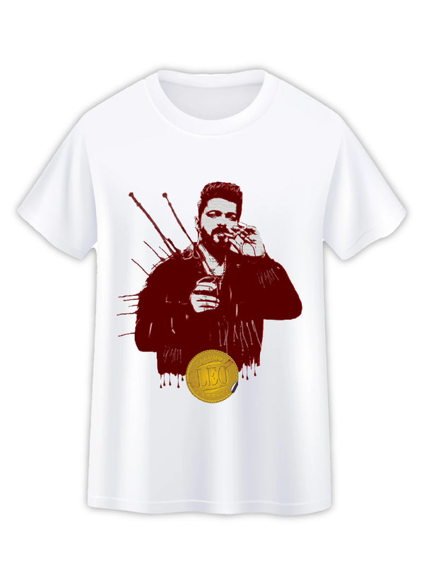 Thalapathy Leo Vijay Printed Round Half Sleeve Regular Fit T Shirt Men