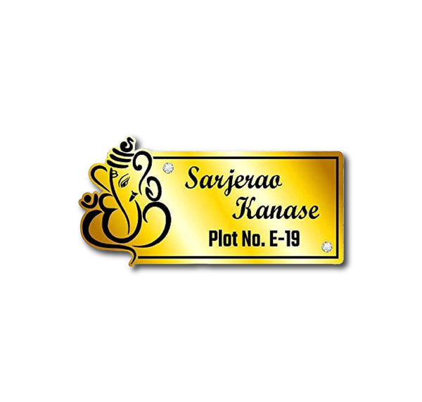 Customized Personalized Acrylic Ganesha Name Plate For Home Decor Apartments Flat Bungalow L x H 12 Inches X 6 Inches