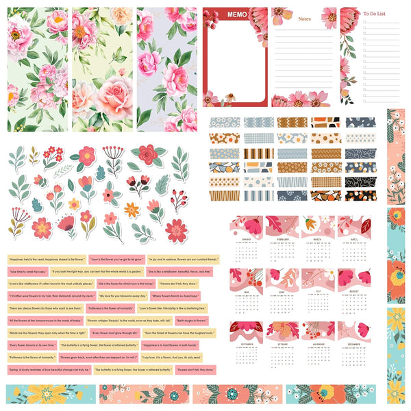 Woopme Floral Theme Journal Supplies Stickers Pack for Scrapbook Journal Planners DIY Craft Kits Decoration Paper Stickers