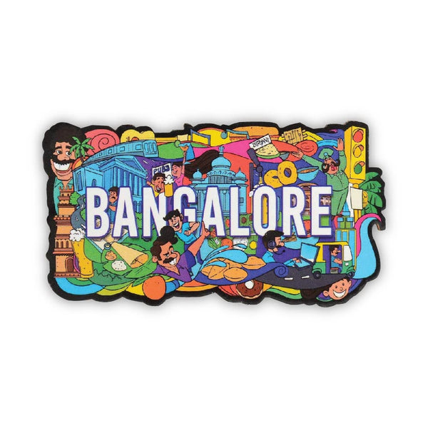 Bangalore Fridge Magnets for Home Office Kitchen Refrigerator Door Stylish Wooden Decor Souvenir Gift L X H 3 X 1.7 Inch