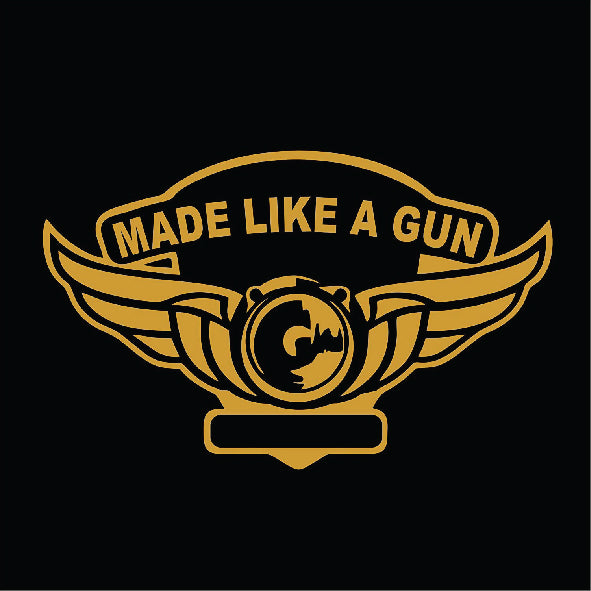 made like a gun re sticker