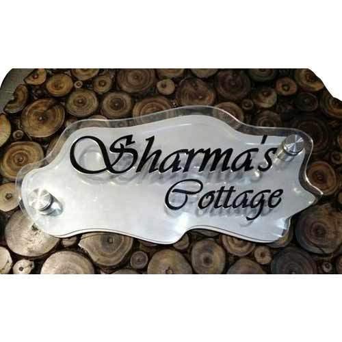 Customized Personalized Acrylic Name Board Plates for Home Outdoor Family Glass Home Office Outside Décor House Door Bungalow White Clear Black (12 X 6 Inch)