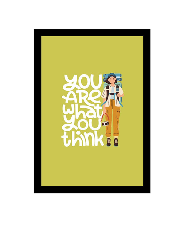 woopme You are What You Think Quotes Motivational Synthetic Wood Wall Hanging Photo Framed Poster Bedroom Living Home Office Wall Frames L x H 9.5...