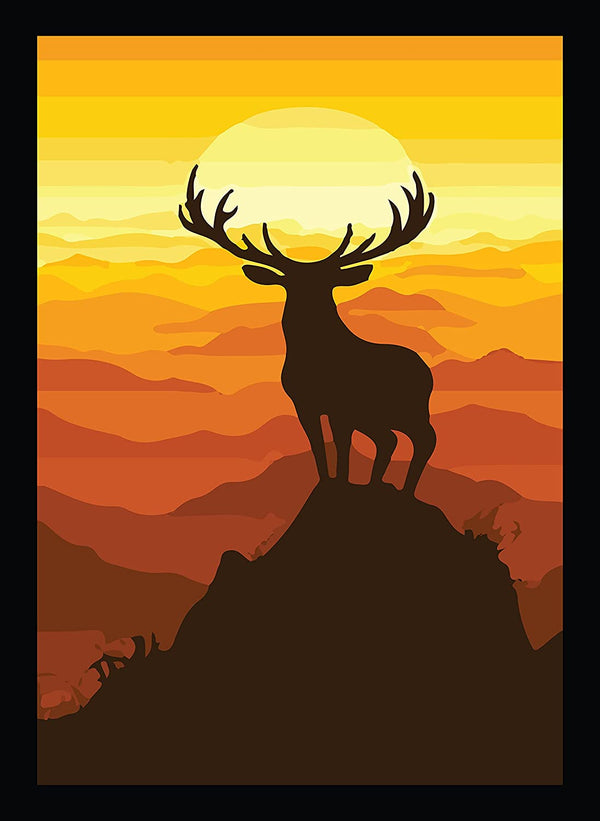 Woopme Synthetic Wood Wall Hanging Beautiful Scenery in Deer Photo Frames Poster for Living Room Bedroom Home Office Wall Frames