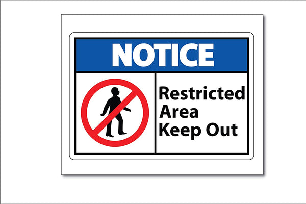 Woopme Restricted Area Keep Out Printed Sign Sticker Water Proof for Office Industry Business IT Parks Vinyl Signage (Multicoloured) Printed Sign Stickers