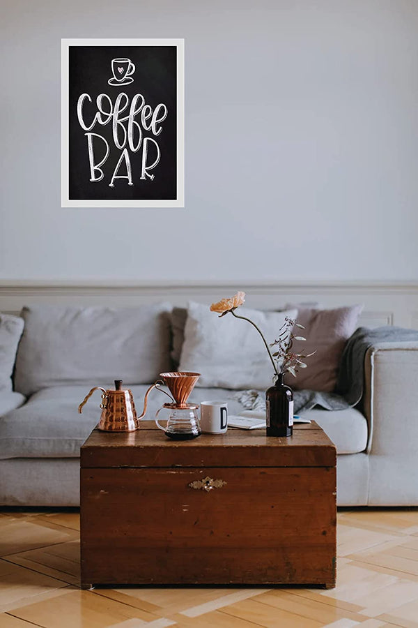 Woopme : Coffee Bar Quotes Wall Hanging Synthetic Wood Photo Framed Poster Coffee Shop Cafe Home Frames L x H 9.5 Inches x 13 Inches