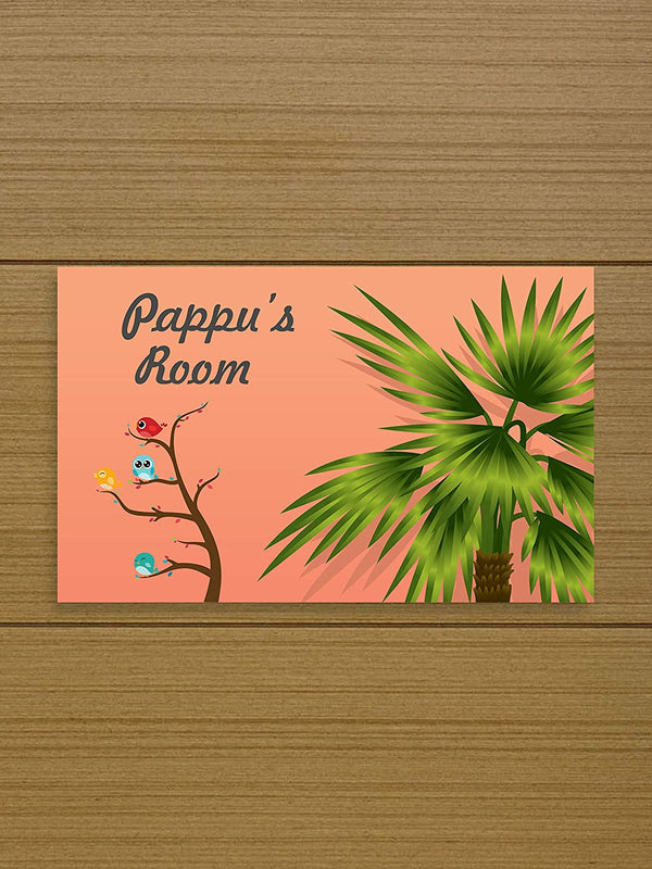 Customized Personalized Kids Name Plate Board Decor for Home Bedroom Girls Boys Outdoor Latest Home Room Outdoor Family Glass Home Outside Door (Birds)