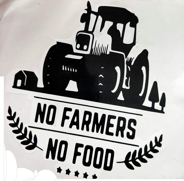 Woopme : No Farmer No Food Sticker of Tractor Farmer Protest for Car Bike 5 x 6 Inches