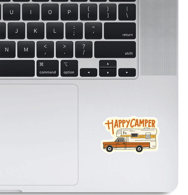 Woopme Happy Camper Stickers for Laptop Waterproof Mini Stickers ( Multicolored )