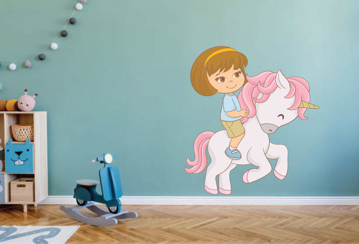 Girl on horse wall sticker