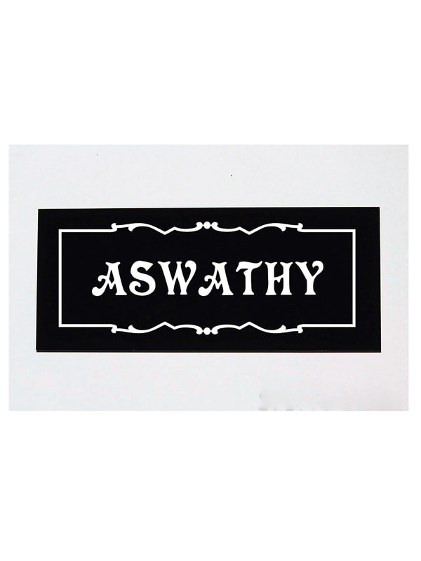 Woopme: Customised Modern Home Name Plate Acrylic Board For House Outdoor & Indoor Uses (White, Black)