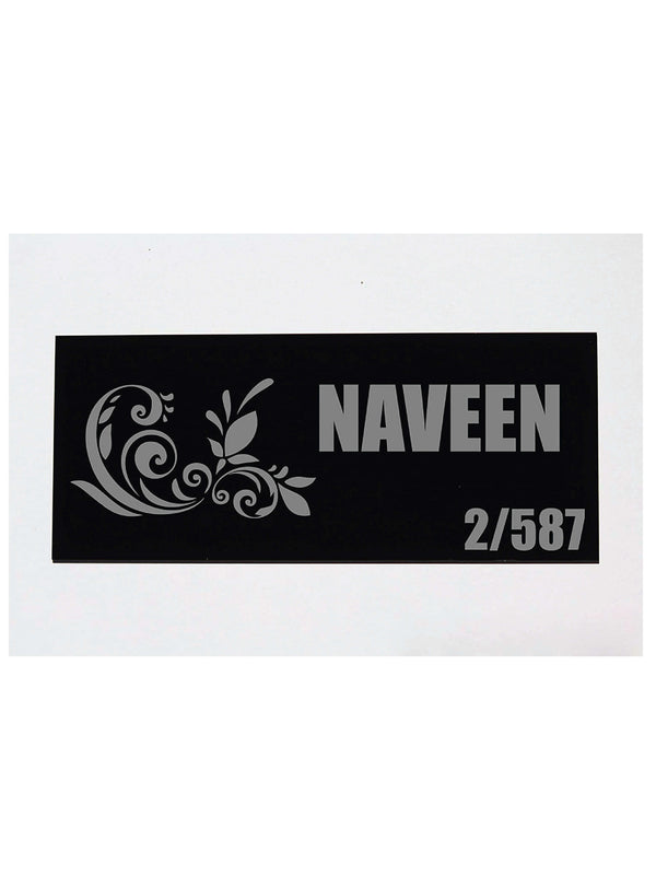 Woopme: Customised Modern Home Name Plate Acrylic Board For House Outdoor & Indoor Uses (Grey, Black)