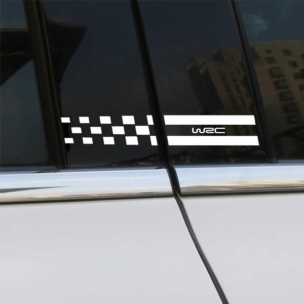 Car Door Pillar Stickers Vinyl Die Cut Car Side Decal Stripes Exterior Graphics Sticker Compatible for WRC L X H 15 X 3.75 cm