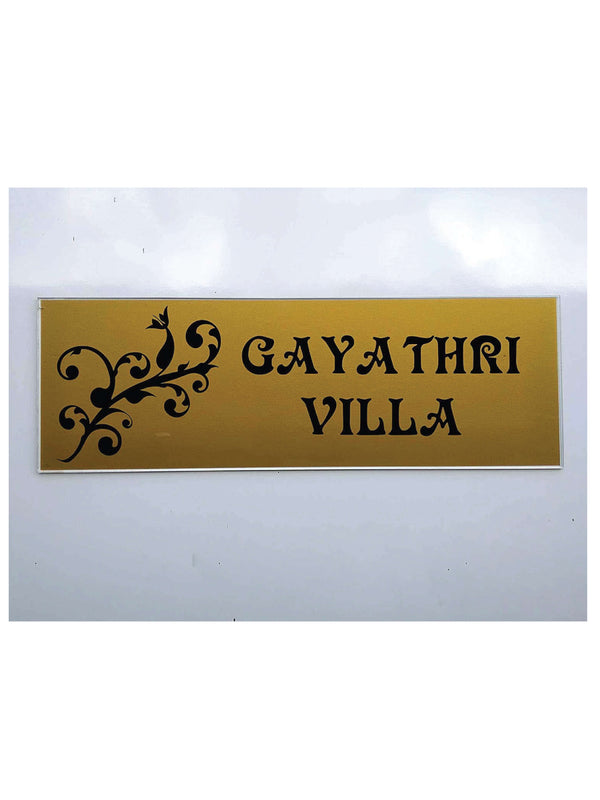 Woopme: Customised Modern Home Name Plate Acrylic Board For House Outdoor & Indoor Uses (Gold, Black)