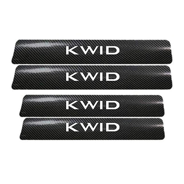 4 PCS Anti-Scratch Door Sill Car Stickers Compatible for Kwid Car Exterior Sill Guard Protector Carbon Fiber and Vinyl Sticker