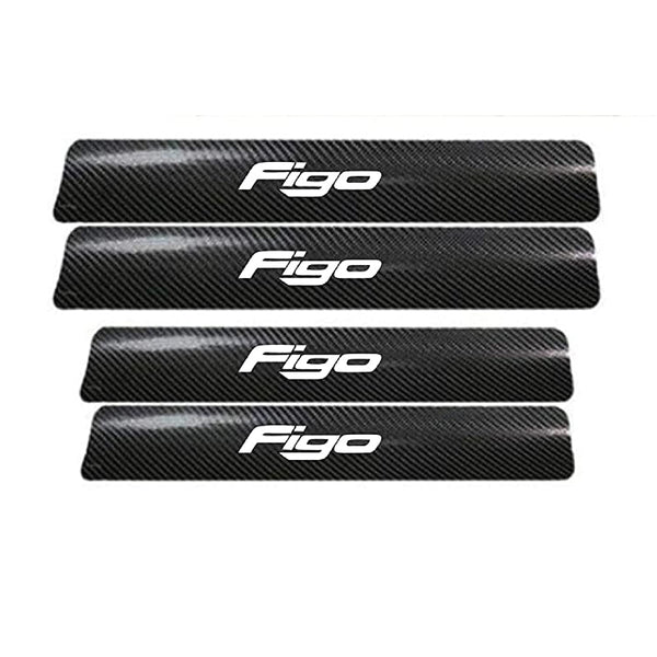 4 PCS Anti-Scratch Door Sill Car Stickers Compatible for Figo Car Exterior Sill Guard Protector Carbon Fiber and Vinyl Sticker