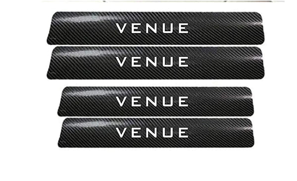 4 PCS Anti-Scratch Door Sill Car Stickers Compatible for Venue Car Exterior Sill Guard Protector Carbon Fiber and Vinyl Stickers