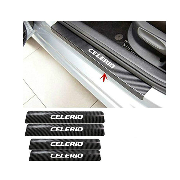 4 PCS Anti-Scratch Door Sill Car Stickers Compatible for Celerio Car Exterior Sill Guard Protector Carbon Fiber and Vinyl Sticker