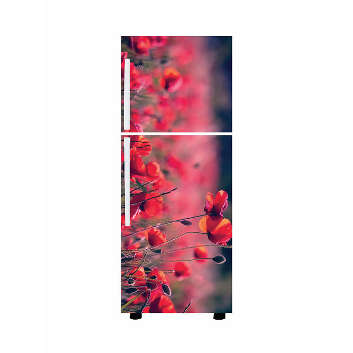 woopme: Refrigerator stickers floral design self adhesive vinyl printed floral decal for double door fridge refrigerator sticker woopme 